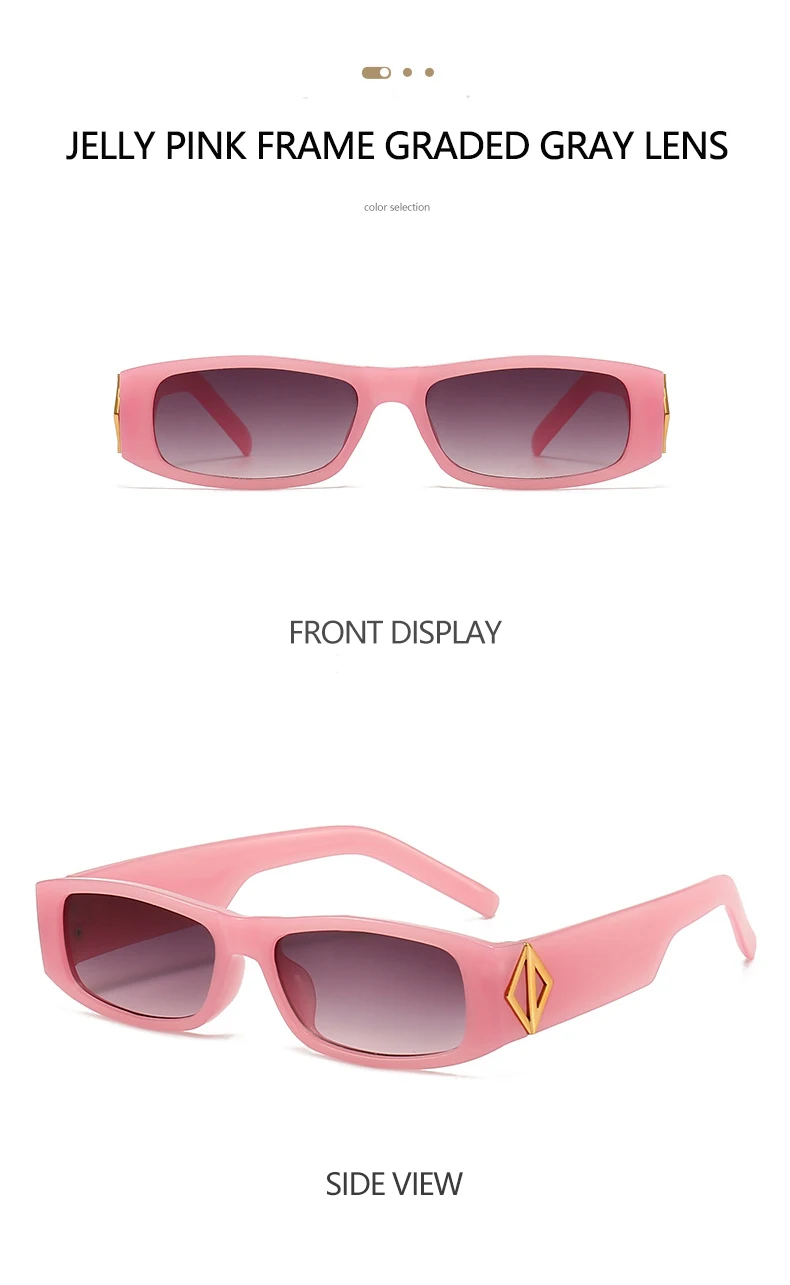 Neue schmale quadratische Sonnenbrille im modischen Stil, PC-Material, goldene Logo-Dekoration, trendiger Streetstyle, Unisex-Sonnenbrille 5378 – Detail 15