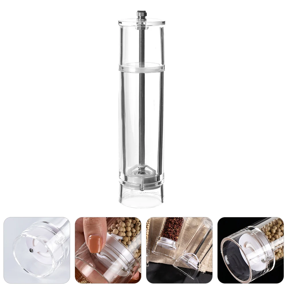 

Refillable Manual Pepper Grinder Tool Salt Mill Adjustable Coarse Seasoning Masher Acrylic Kitchen Spice Shaker for Home
