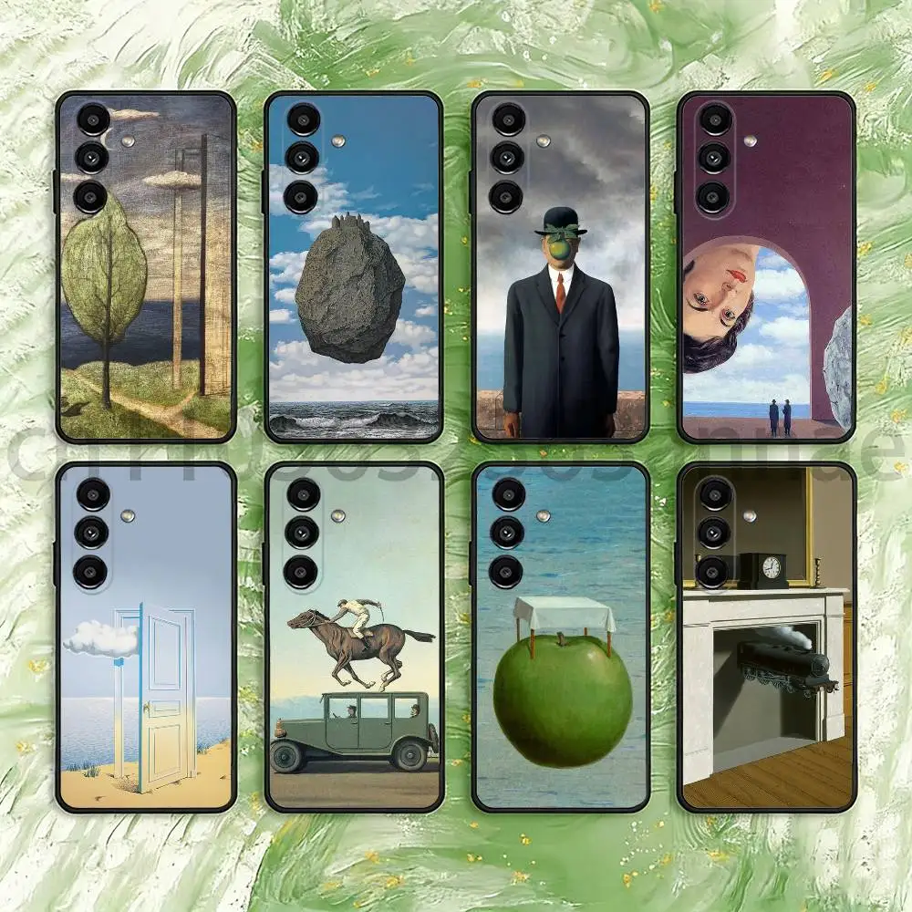 Rene Magritte Art Phone Case For Samsung S25,24,21,22,23,S30,Ultra,S20,Plus,Fe,Lite,Note,S10,S9,Black Soft Shell