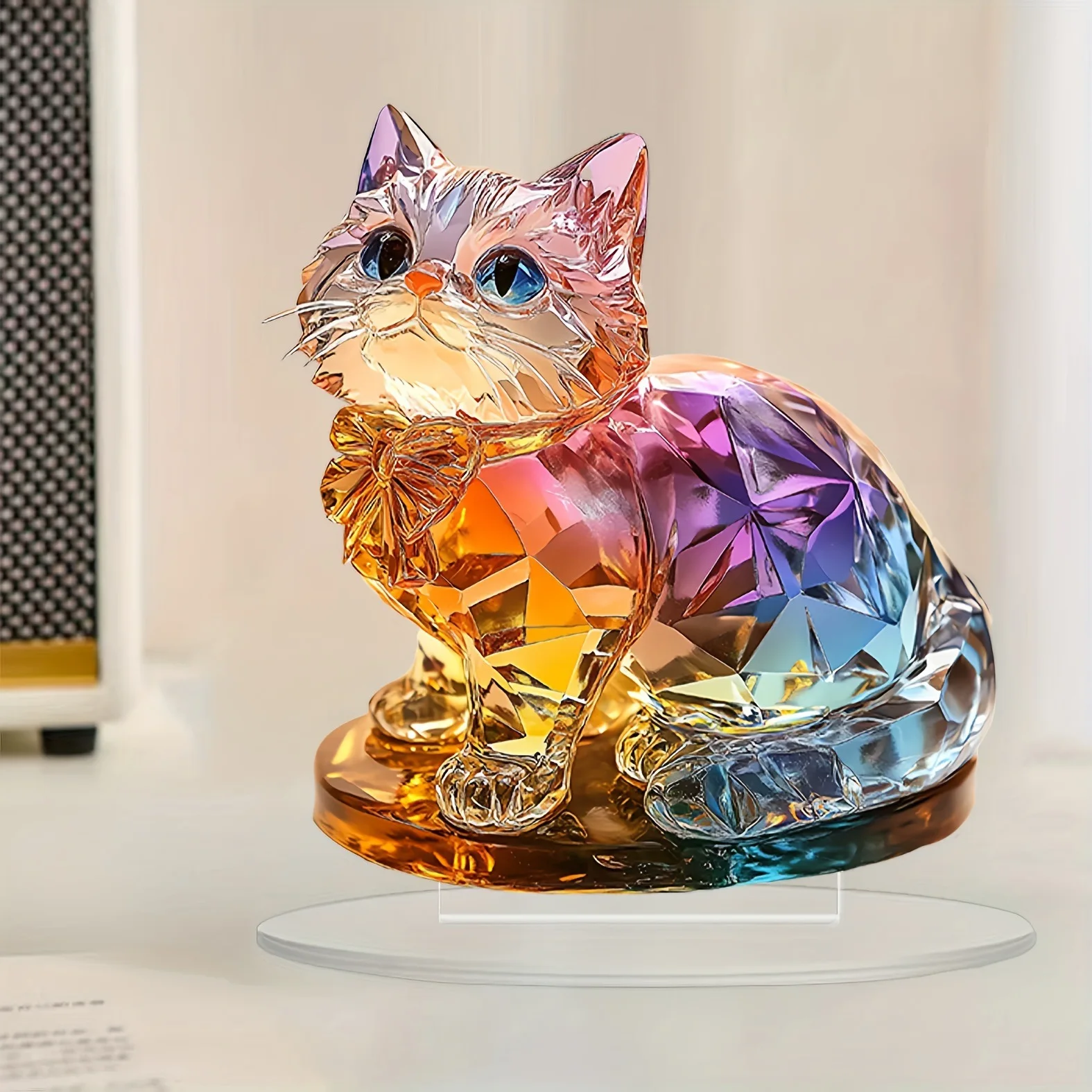 

Acrylic Colorful Cat Decoration Car Ornaments Auto Interior Accessories Decoration Birthday Gift Home Decor