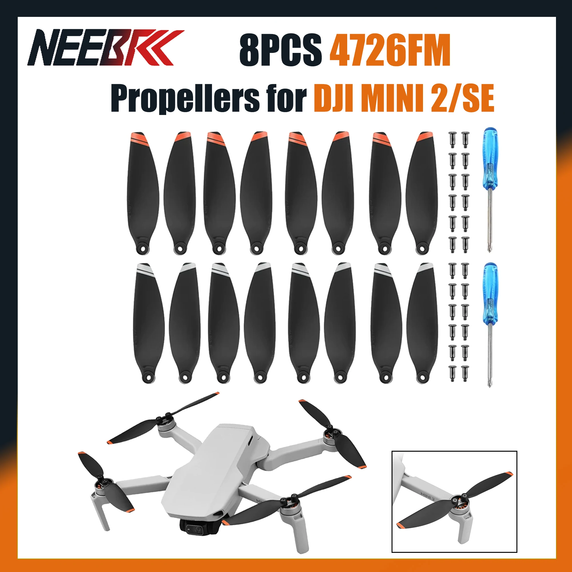 8PCS 4726FM Replacement Drone Propellers Blade Low Noise Light Weight Wing Fans Spare Suitable for DJI Mini 2 Drone Accessories