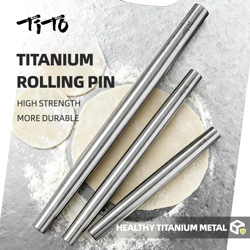 Tito Titanium Titanium Alloy Rolling Pin GR9 Kitchen Tool For Making Dumpling Wrappers, Bread, Pizza, And Pie Crusts-image