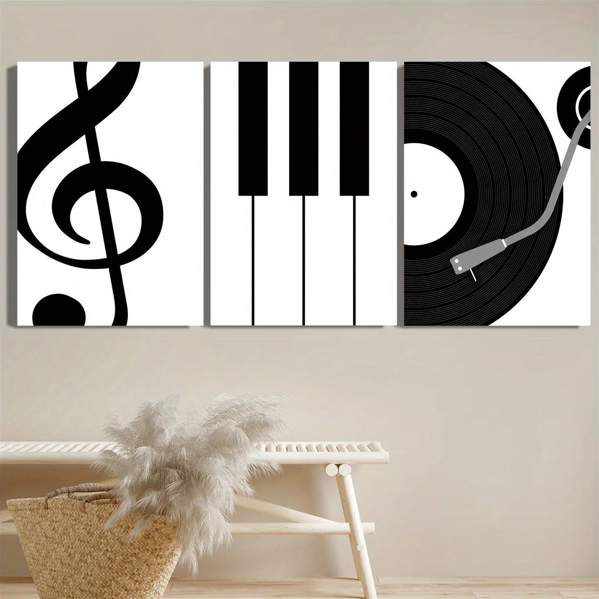 3pcs -- Music art theme canvas wall art  painting, suitable for indoor Easter, President's Day, Mardi Gras, St. Patrick's Day