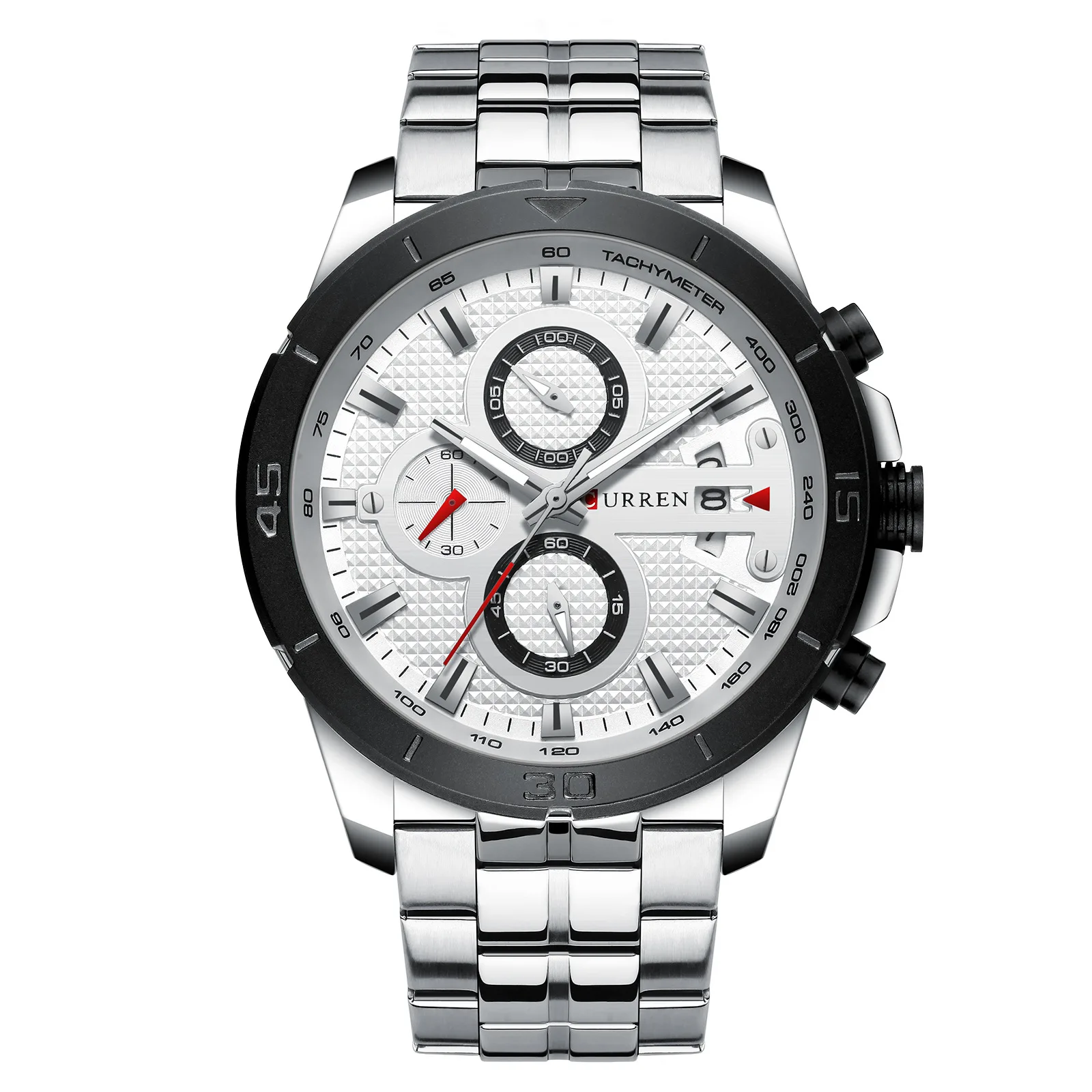 ساعة كوارتز رجالية CURREN مناسبة للتقويم متعددة الوظائف ساعة بسوار من الفولاذ المقاوم للصدأ للرجال