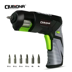 CLUBIONA 3.7V Cordless Electric Screwdriver with 6 Rotating Quick-Change Heads USB LED Multifunctional Rechargeable Screwdriver