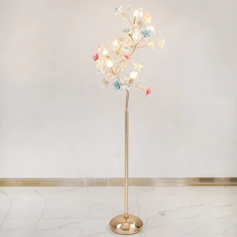 Art designer living room floor lamp ceramic flower floor lamp luxury color ceramic standing