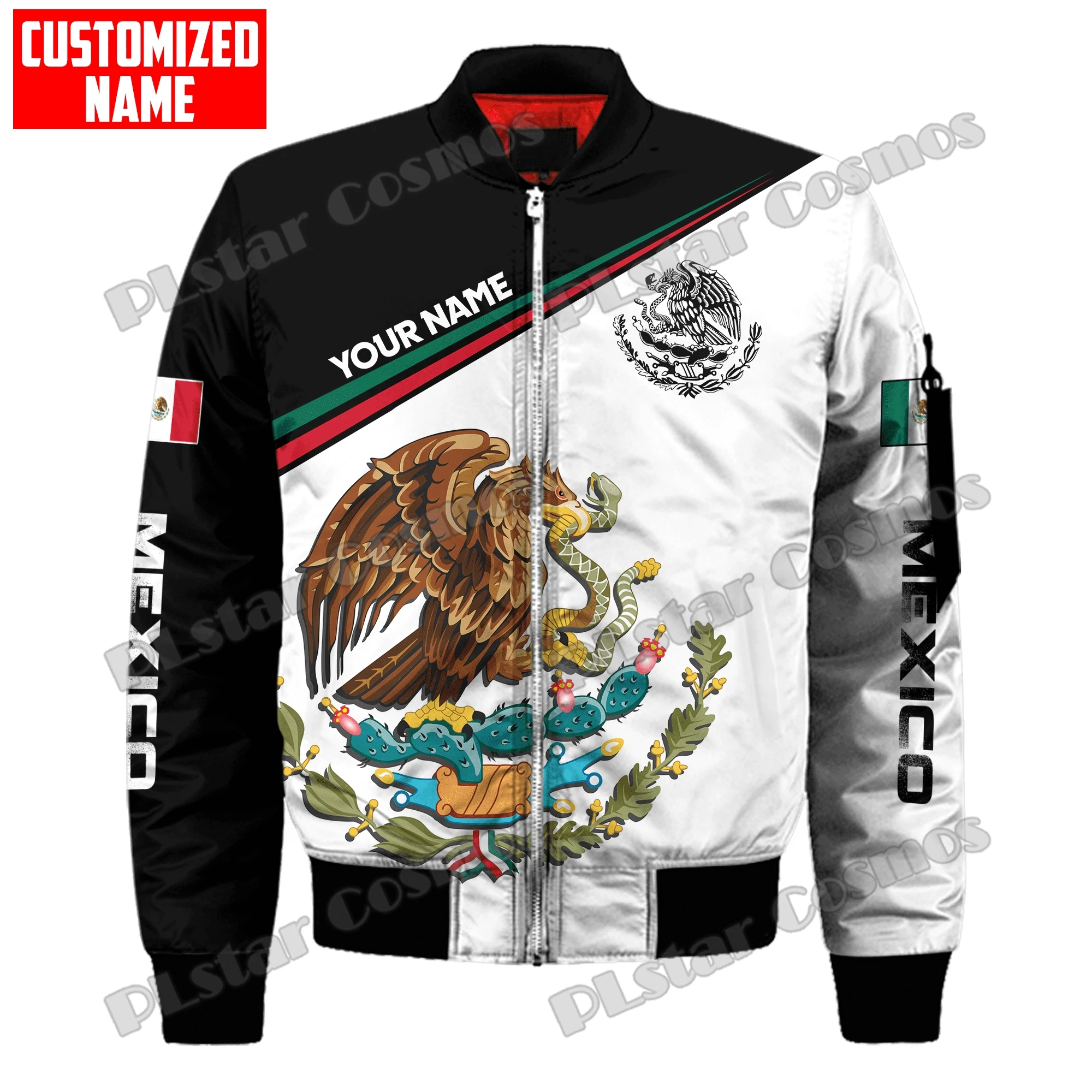 

Personalized Name Mexico Coat Of Arms 3D Printed Mens Bomber Jackets Winter Unisex Casual Harajuku Zipper Jacket Coat FJK03