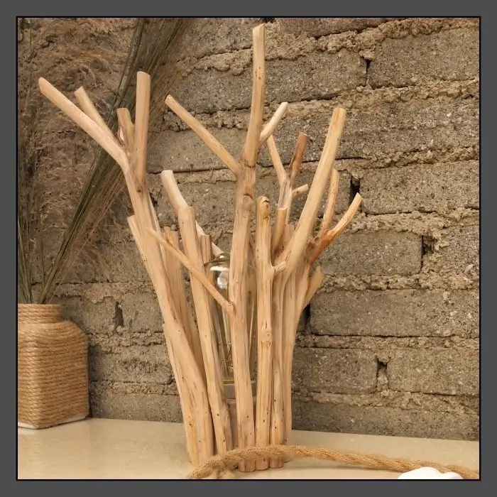 Solid wood handmade branches wood desk lamp study bedroom bedside lamp home decoration