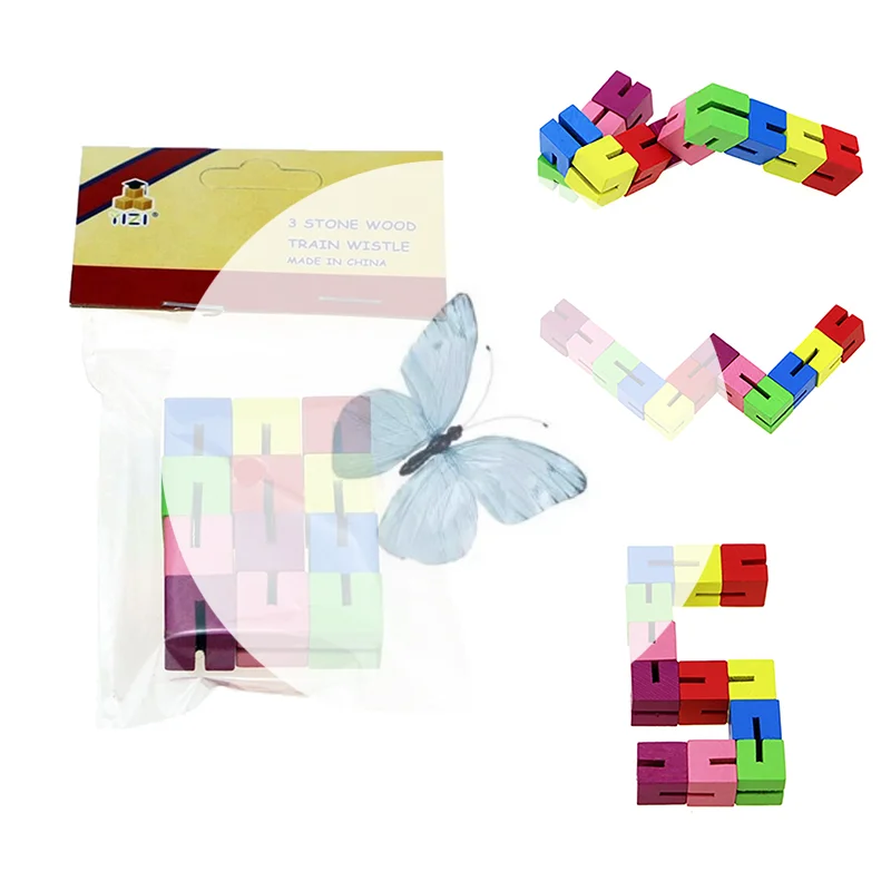 Children's Wooden Cube String Build Blocks Toy, Colorful Creative Fidget for Stress Relief.