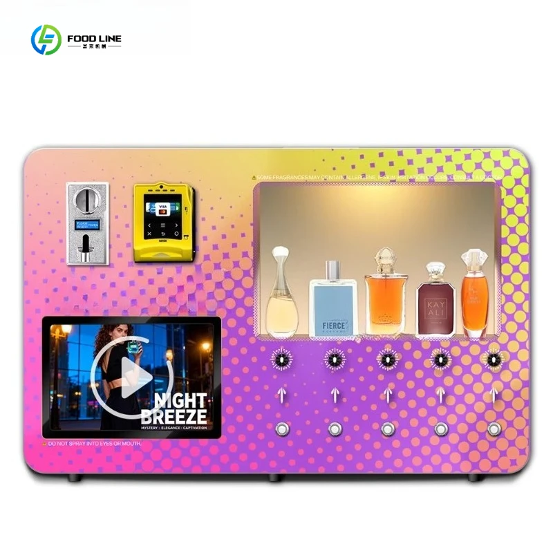 

Foodline Customized Small Mini Smart Vendor Perfume Spray Vending Machines Wall-Mounted HD Advertising Screen Steel Material