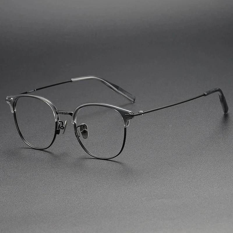 Fashion Designer Titanium Eyeglass Retro Half Frame Men's and Women's Frame Ultra Light Optical Prescription Frame 8060