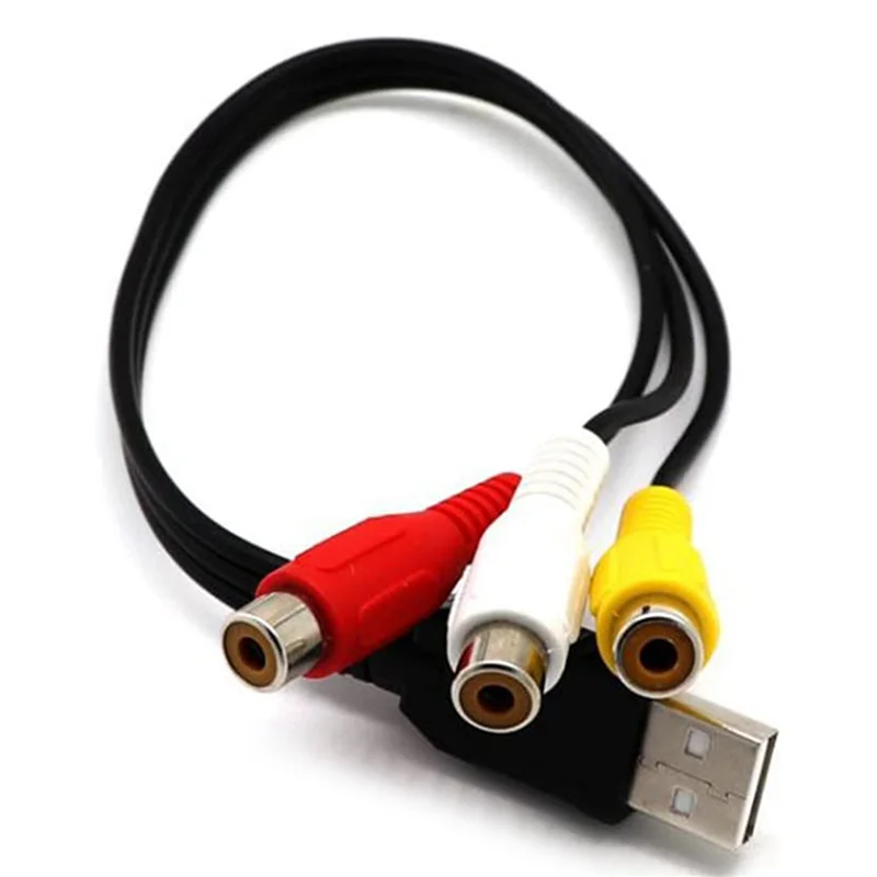 【Flash-Deal!】3X USB To 3RCA Cable USB Female To 3 RCA Rgb Video AV Composite Adapter Converter Cable Cord Connector Lead
