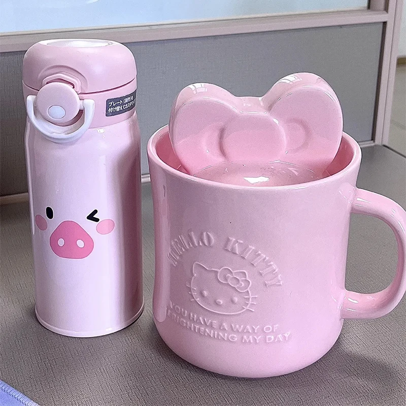 500ml Hello Kitty Cartoon Mug Ceramic Tableware Cup Four Colors Available Large Capacity Cup Cartoon One Person Dining Cup