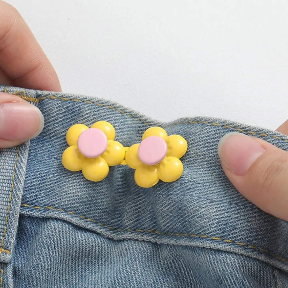 Waist Buckle Flower Button Tightener Button Clasps Adjustable Jean Fit Tighten Buckles Colorful Waist Clip