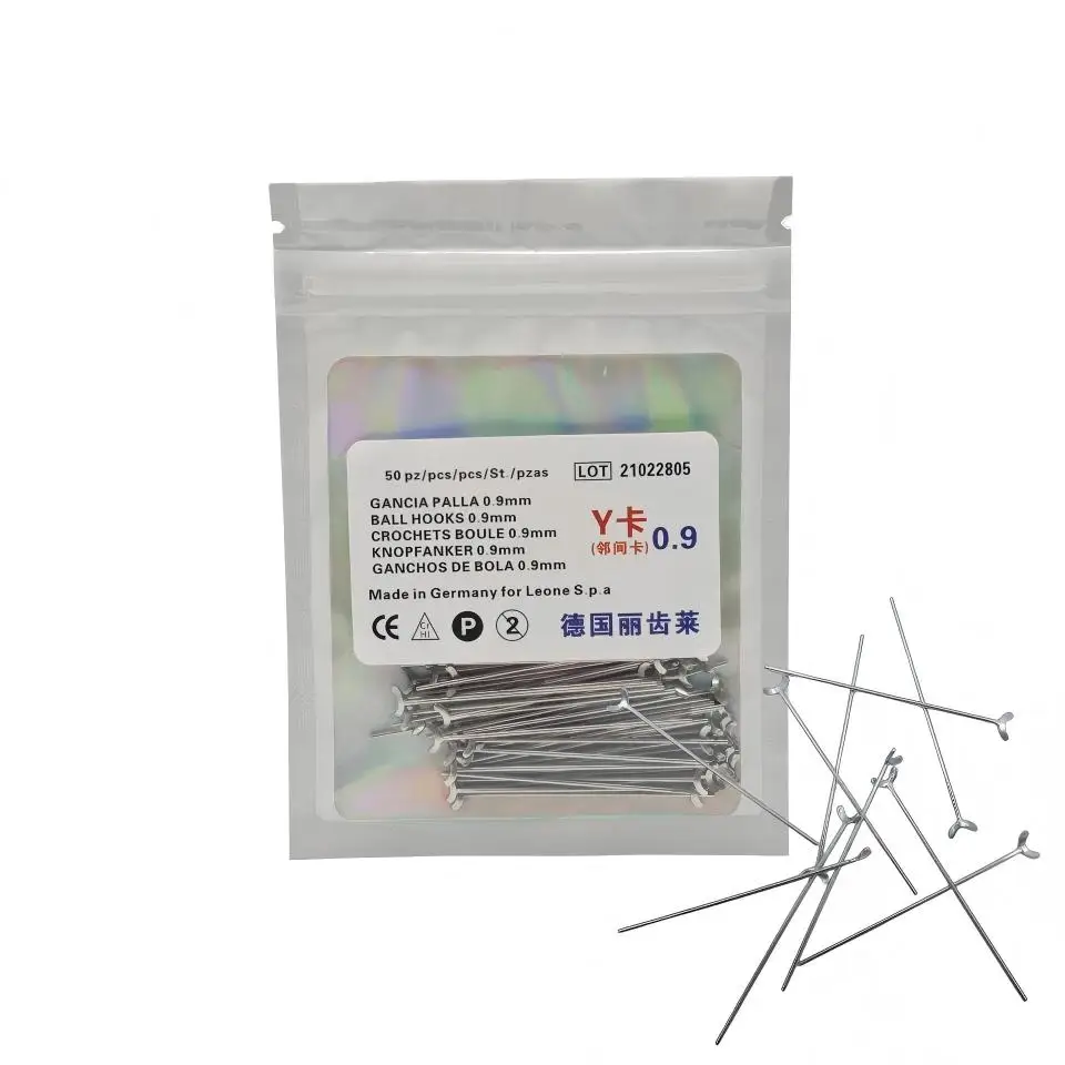 

50Pcs Dental Lab Orthodontic Y-Clasp 1.0mm 0.9mm 0.8mm Stainless Steel Interdental Hooks for Removable Expanders and Retainers