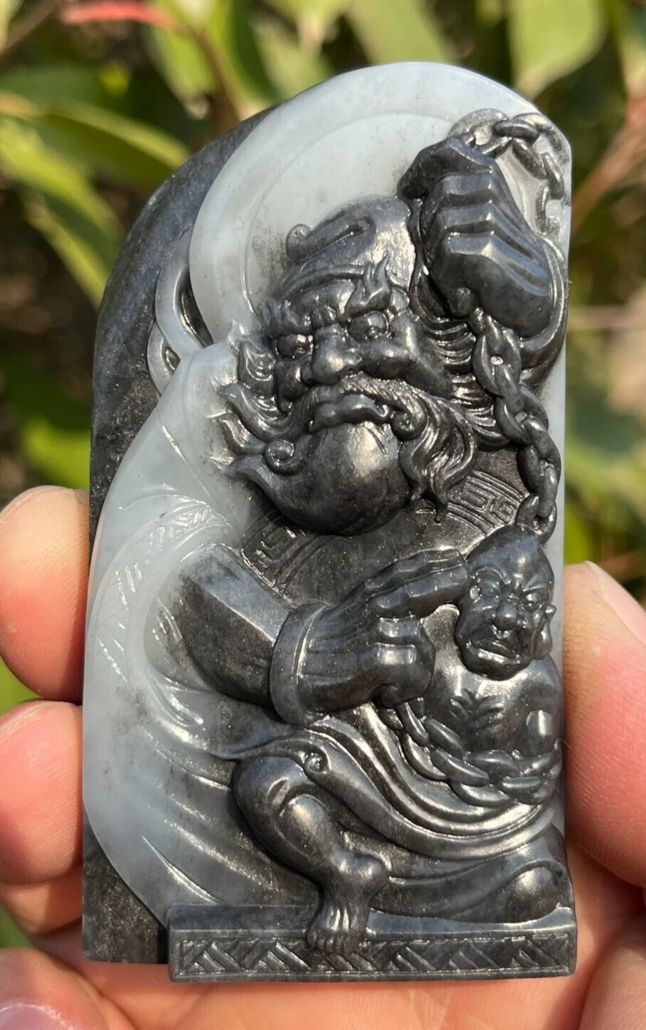 ZHONG KUI-Pingente De Jade Cru Esculpido À Mão, Cerâmica Cerâmica, 100% Natural, 142,6g