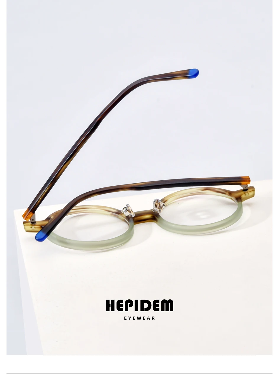 HEPIDEM Acetat Brille Rahmen Männer Marke Designer Runde Frauen Nerd Brillen japanische handgemachte Brille Vintage Brillen 9158 – Detail 16