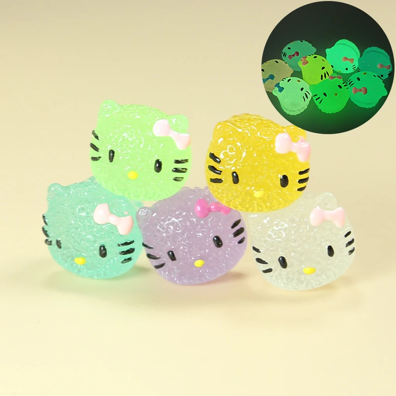 1/8PCS Luminous Sanrio Hello Kitty Ornament Mini Glow Pendant Micro Garden Craft Landscape Desktop Decoration