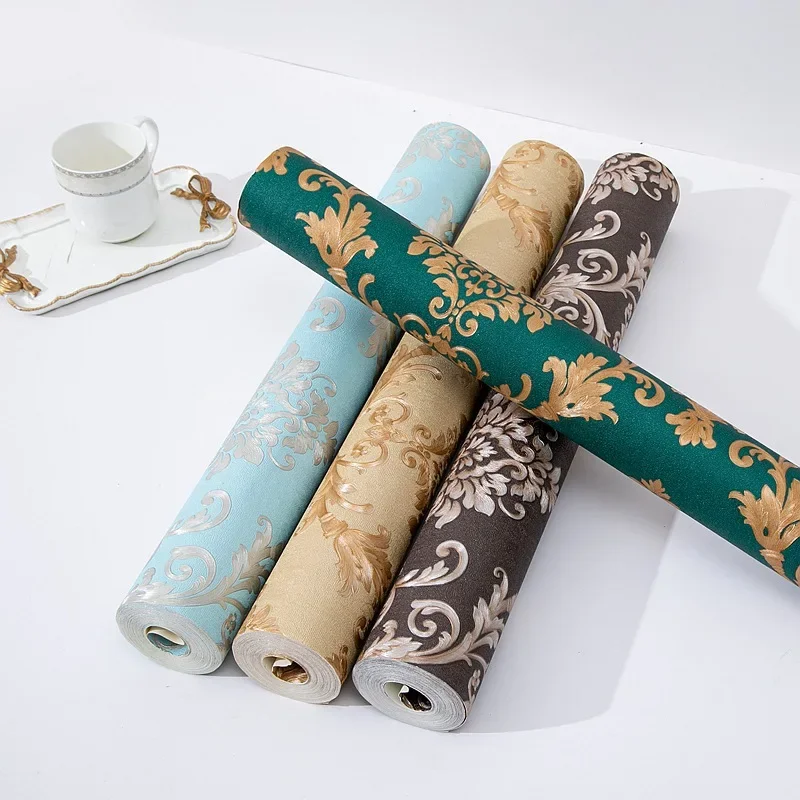 3D European-style Wallpaper Living Room Restaurant Hotel Venue Light Luxury Embossed Embossed Waterproof Wallpaper