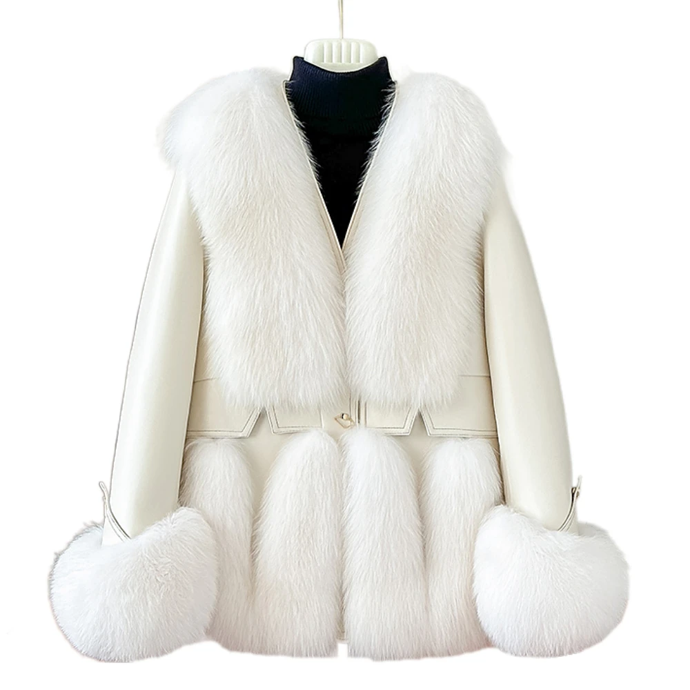 Fall/Winter 2023 Haining New Fox Fur Fur Coat Women\'s Mid-Length Fur Integrated Goose down Liner Young