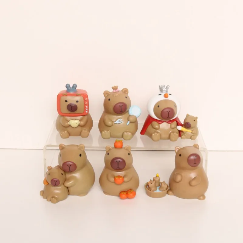 

Милые фигурки капибары, игрушечный торт, украшение автомобиля, настольная модель, миниатюры, куклы, настольный орнамент, рождественские подарки, аксессуары «сделай сам», 6 шт.