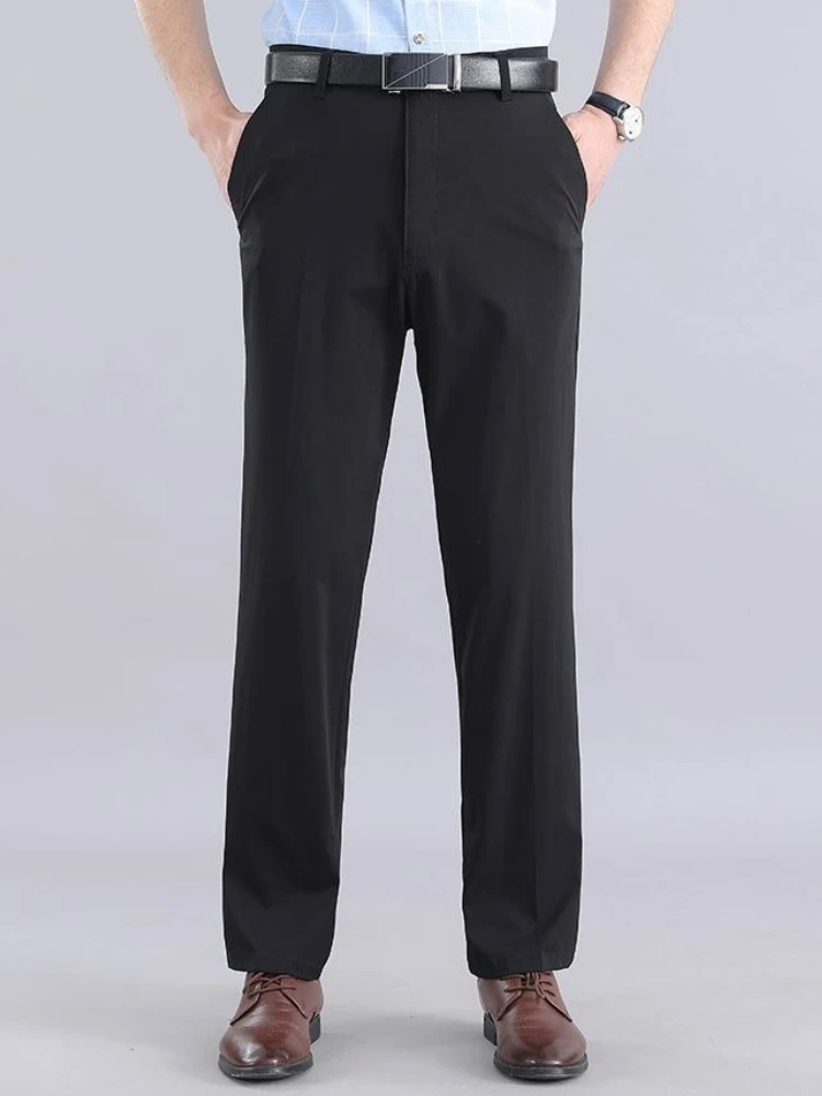 

Black Thin Casual Baggy Male Suit Trousers Social Tailoring Draped Formal Stylish New In Classic Up Clothing Men's Suits Pants