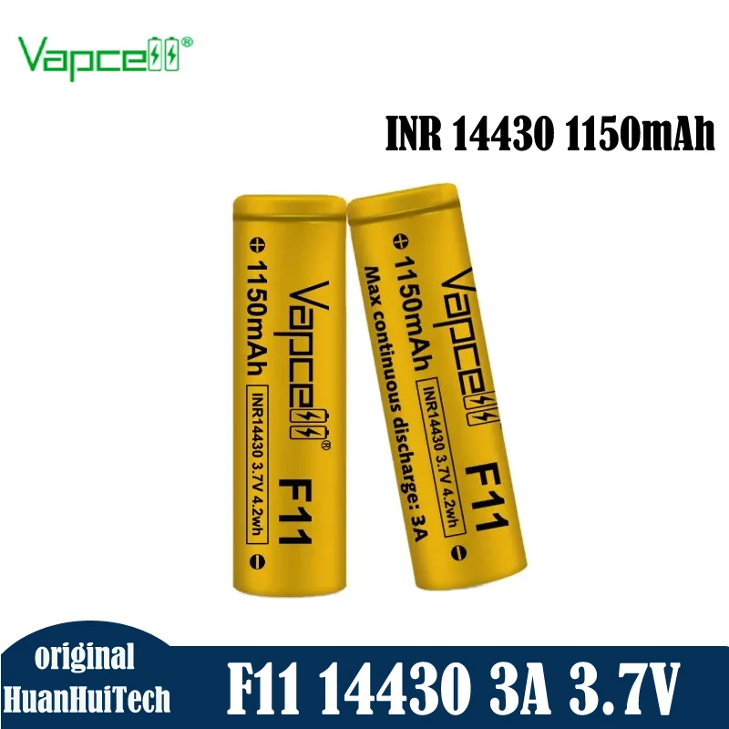 Original Vapcell INR 14430 F11 Lithium Ion Battery 1150mah 3A 3.7V Highest Capacity 14430 Rechargeable Batteries For Flashlight