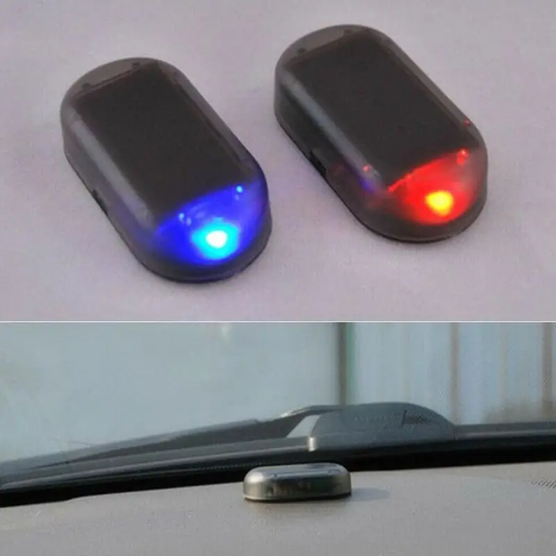 Car Fake Security Light Solar Powered Alarm Lamp Simulated Dummy Alarm Wireless Warning Anti-Theft Caution Lamp Flashing Lights