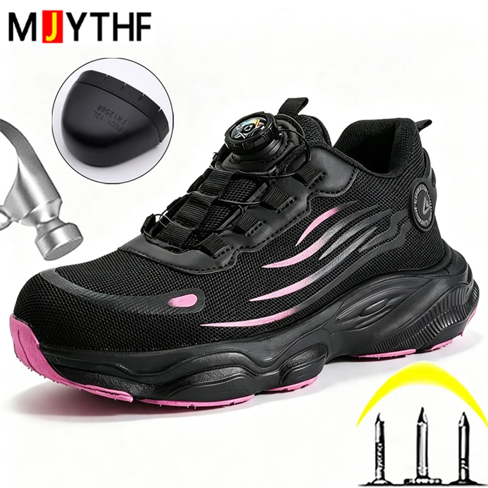 Women'S Shoes For Work - Rose Red Women Work Safety Shoes