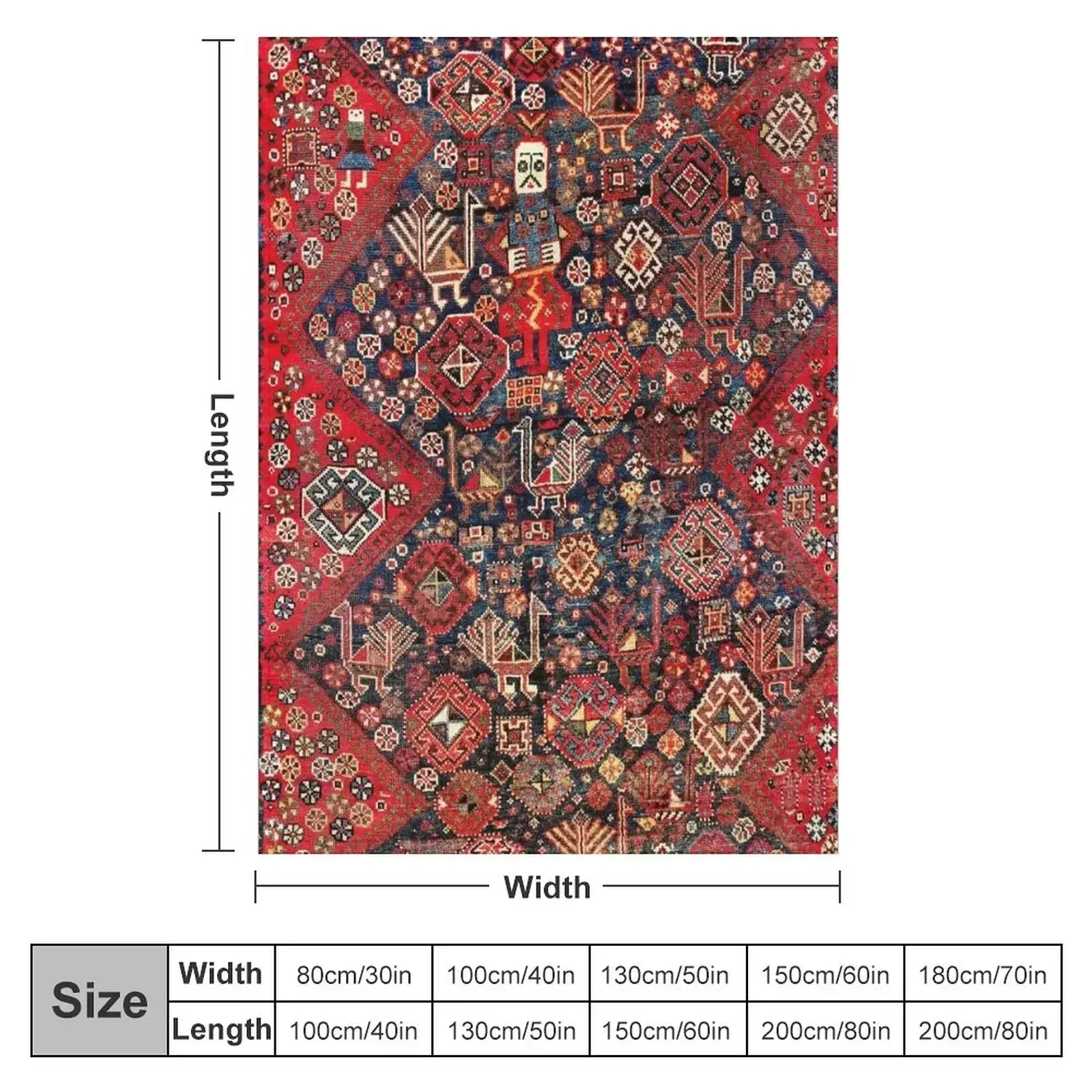 Qashqa’i Fars Southwest Persian Nomad Rug Print Throw Blanket Luxury St Custom Vintage Blankets