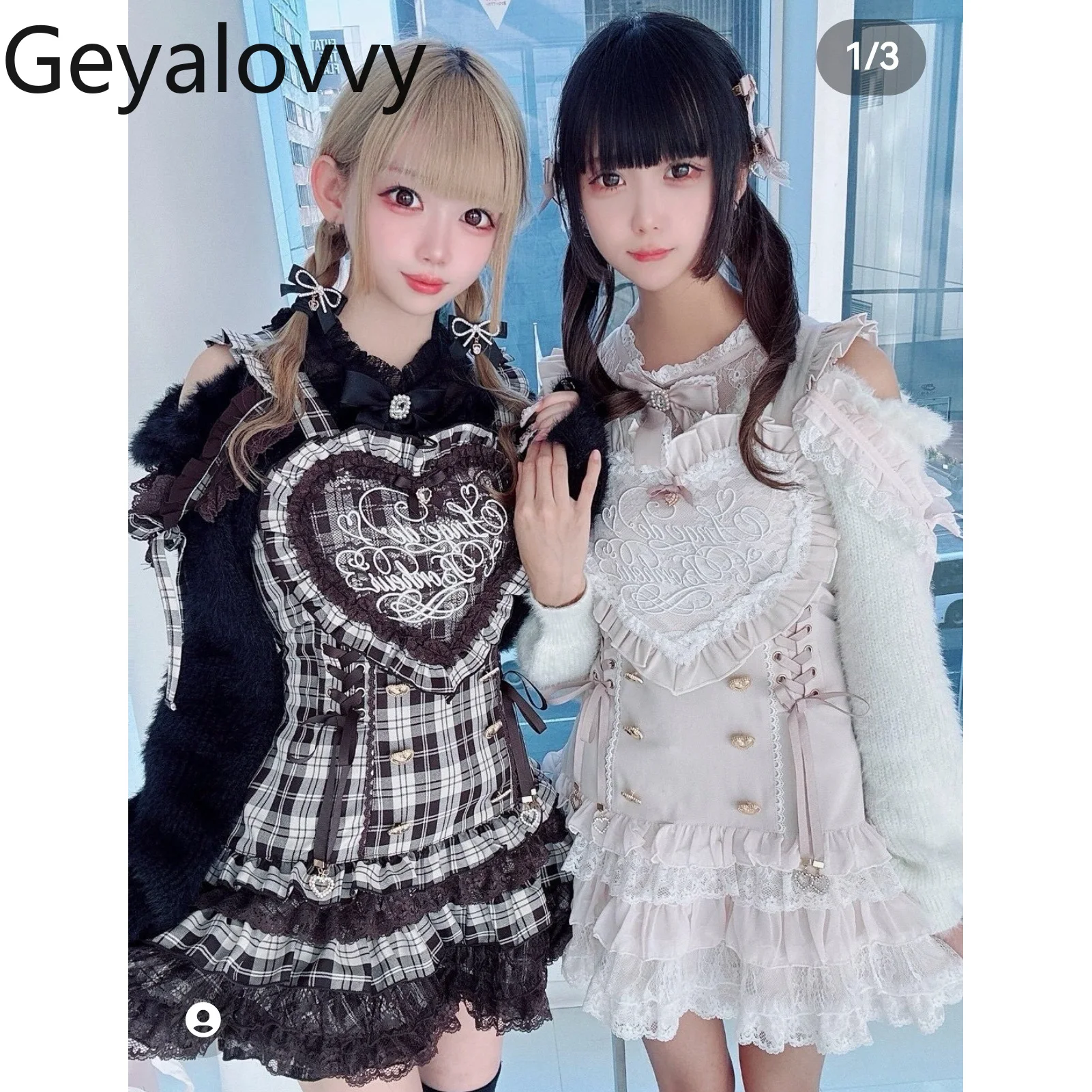 

Japanese Cute Sweet Girls Lace Slimming Sleeveless Strap Dress and Base Shorts Spring Autumn New Versatile Dress Two-Piece Set