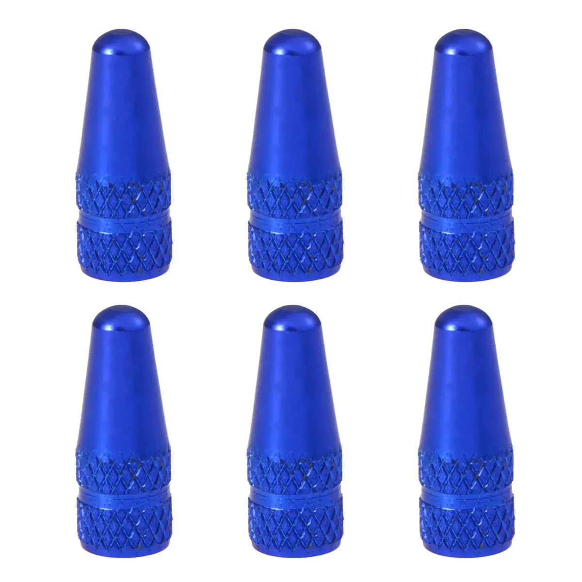 6Pcs French Style Aluminum Alloy Bike Tire Valve Caps Easy Install Anti-Rust Road Mountain Bike Air Caps Dust Covers Blue