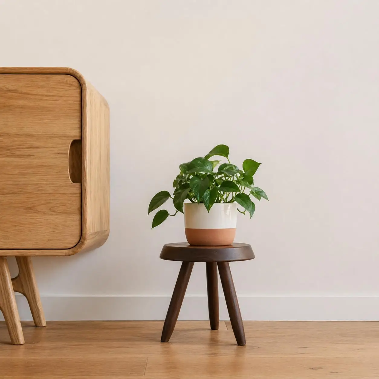Low Solid Wood Stool Handcrafted Small Accent Side Table Nightstand Footstool Plant Stand Three Legged Wooden Seating Stand Furniture For Living Room Bedroom Walnut - view 6