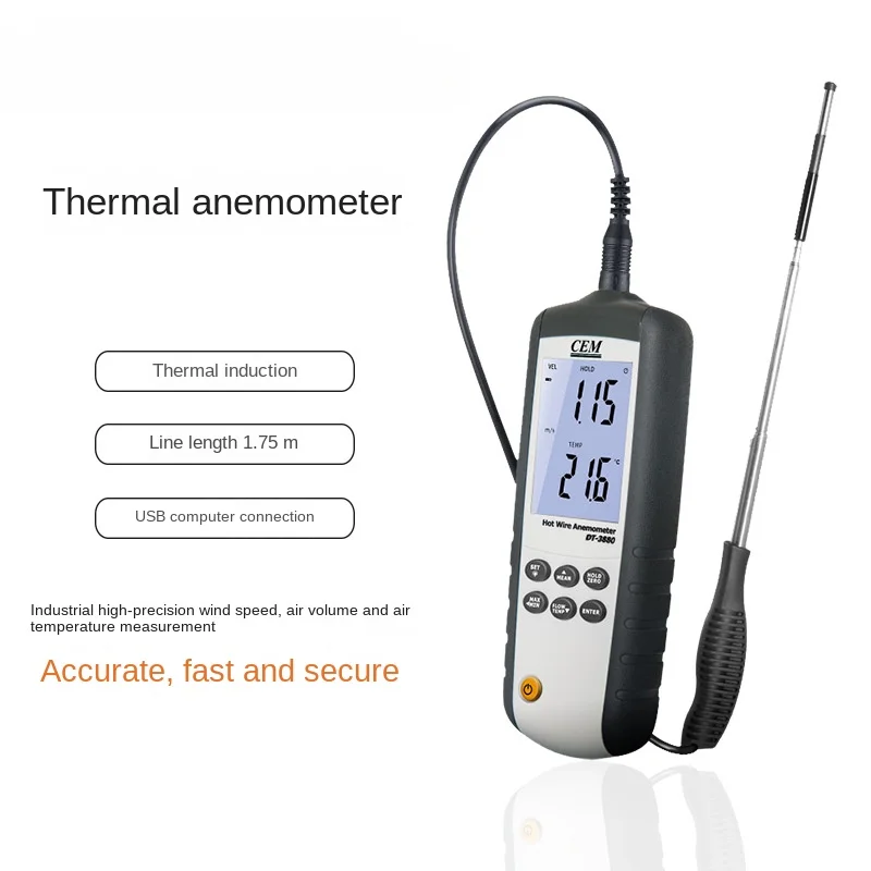 DT-3880 Maroktelefon termikus anemometer Gyáriparos Magas légnyomású levegő Alaposság Szél sebesség Szellőztet Űrtartalom majd Fuvallat Hőfok mérési