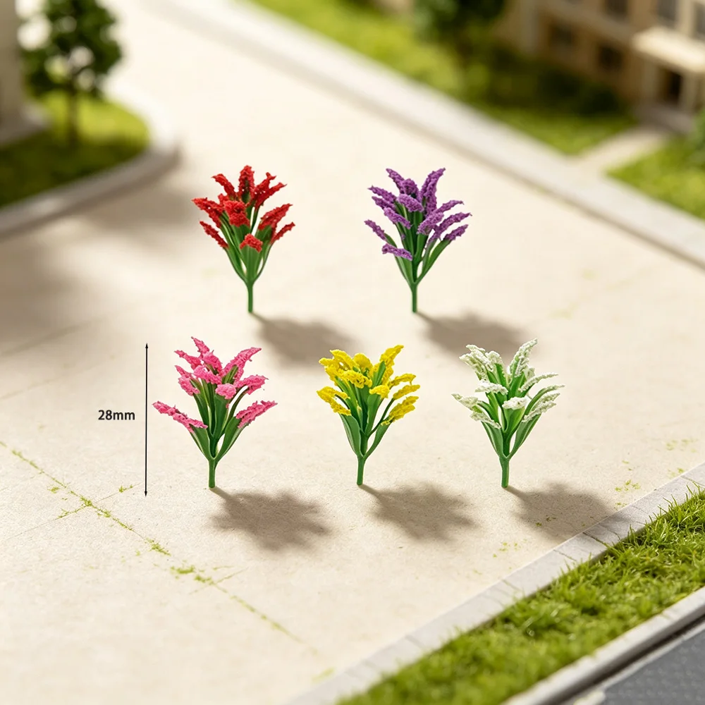 100pcs 5 Colors Mini Small Grass/Flower Model Kits for Micro Scene Garden Street Sand Table Layout Materials Diorama Accessories