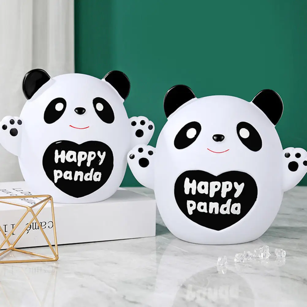 

1pc Panda Shape Coin Bank Kids Money Box Desktop Ornament Vinyl Pvc Material Decorative Piggy Bank Home Saving Box Cartoon Coin