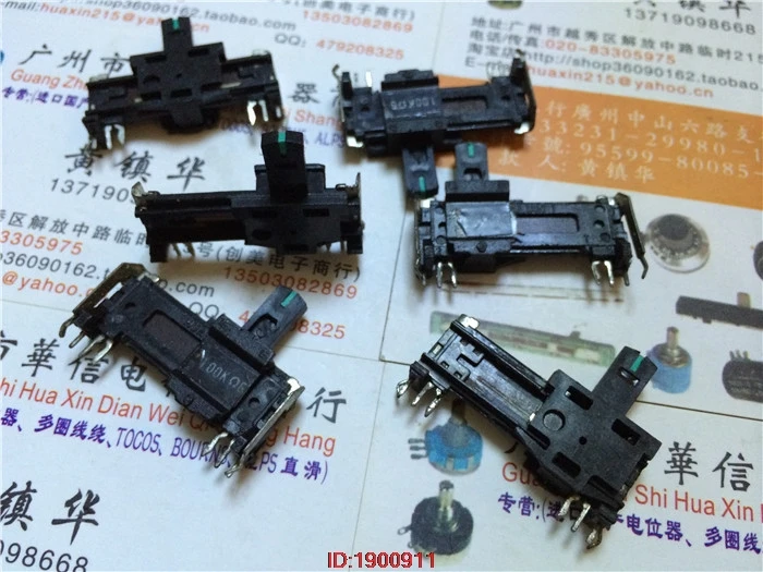 5pcs/lot Special Hualian 3 cm straight slide single potentiometer G100K handle length 10MM with the midpoint of the green point