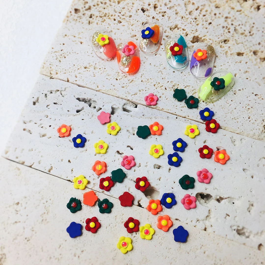 

10pcs Nail Flower 3D Kawaii Nail Charms Colorful Sunflower DIY Nail Art Flatback Parts Decorations Cute Accessories Manicure