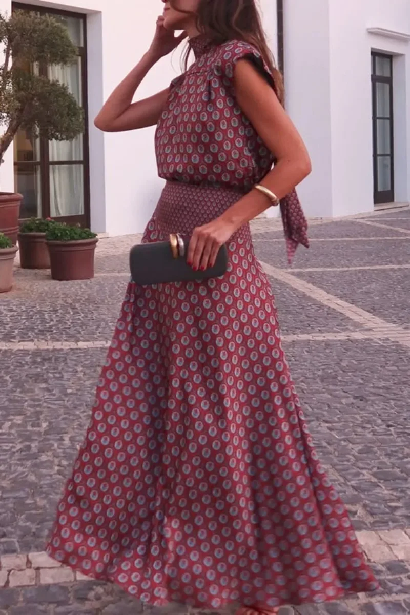 Elegant Blue Ombre Tie-dye Printed Off Shoulder Maxi Dress Satin Cowl Neck Tie Draped Dresses Party Wedding Luxury Evening Gowns