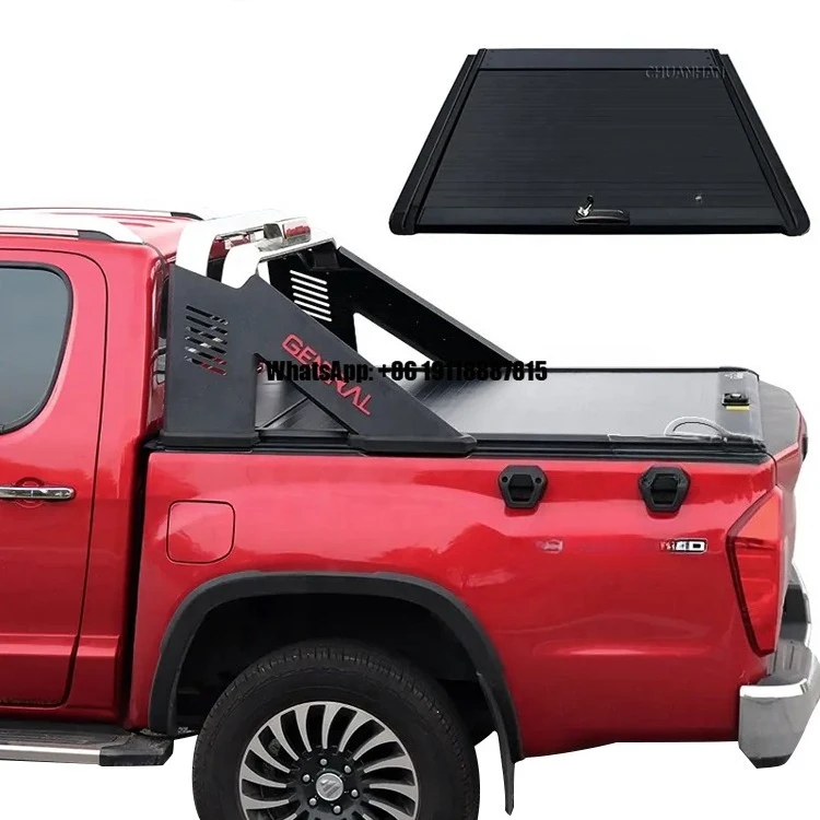 

Pickup Triton Roll up Truck Bed Cover Retractable Roll Lid Hard Tonneau Cover for toyota Hilux Gr Sport for honda Ridgeline