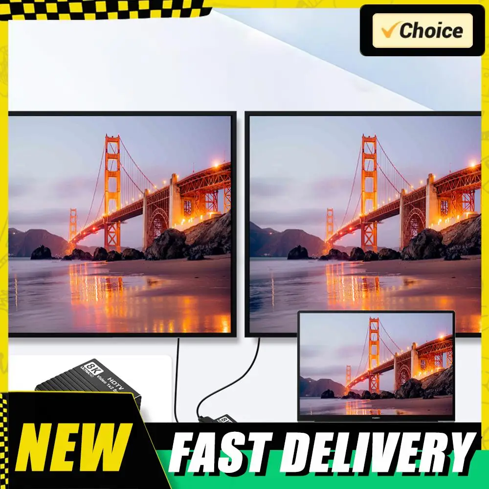 

HDTV 1X2 разветвитель HD2.1 дубликат/зеркальный разветвитель 8K60hz/4K120hz/1080P240hz видеоразветвитель с двойным дисплеем для PS 4/PS 5/компьютера