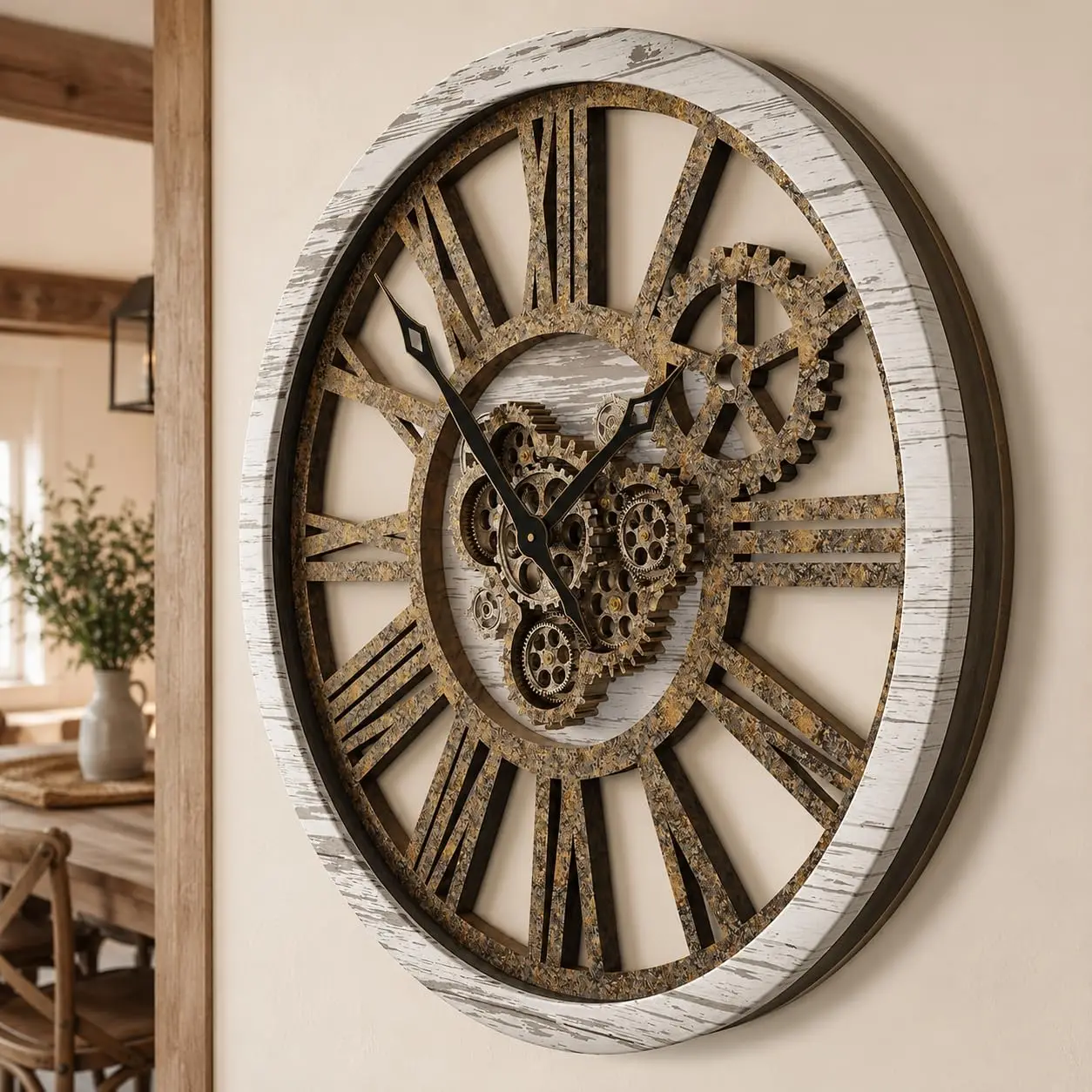 The B-Style Large Wall Clock 36 inch Grey White and Bronze