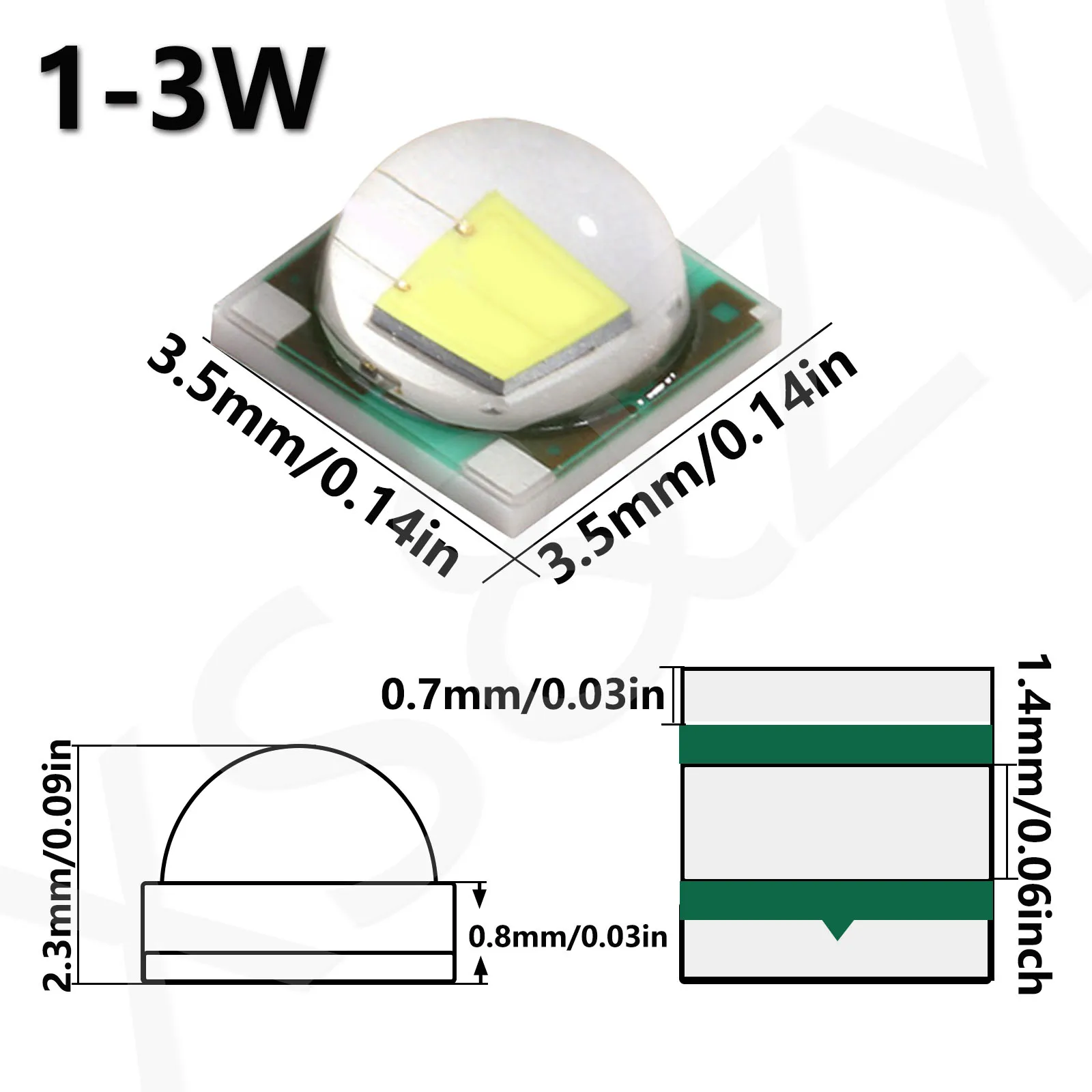 10pcs High Power 1-3W DC2.8-3V Led Diode To flashlight LED Beads 3535 350mA White Cold White For Bicycle Car accessories Headlam