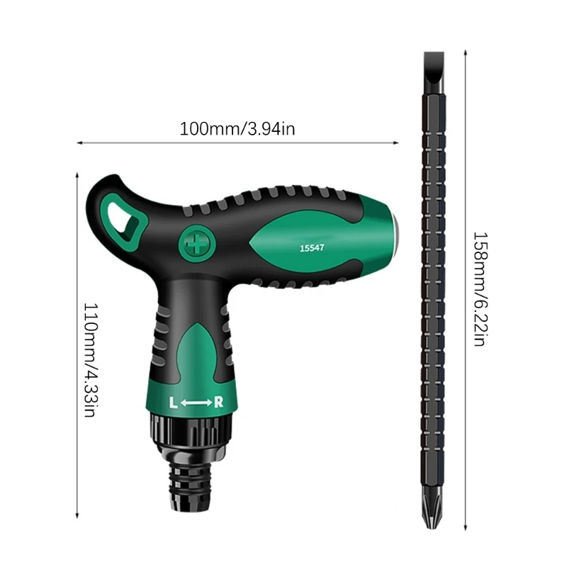 T-Type Screwdriver Set Ratchet Magnetic Impact Screw Driver Bit Precision Handle Hand Tools Multifunctional Repair Tool B03E