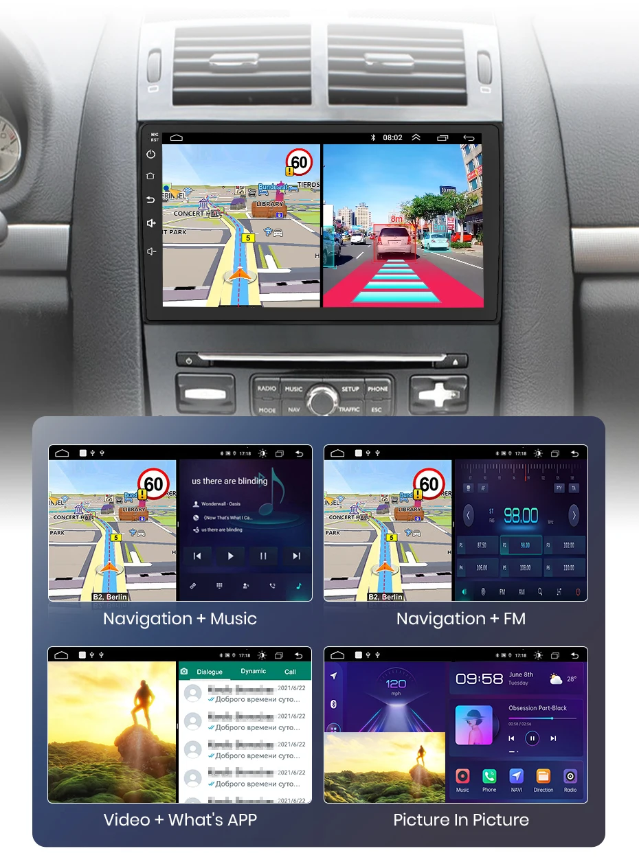 Junsun Kabelloses CarPlay Android Auto Autoradio für Peugeot 407 2004-2011 2 DIN Multimedia-Stereoanlage mit Eingebautem Kühlventilator GPS-Navigation SWC Bluetooth FM RDS DSP IPS-Bildschirm Auto-Intelligentes System 4G WiFi 8-Kern Plug&Play Haupteinheit – Detail 21