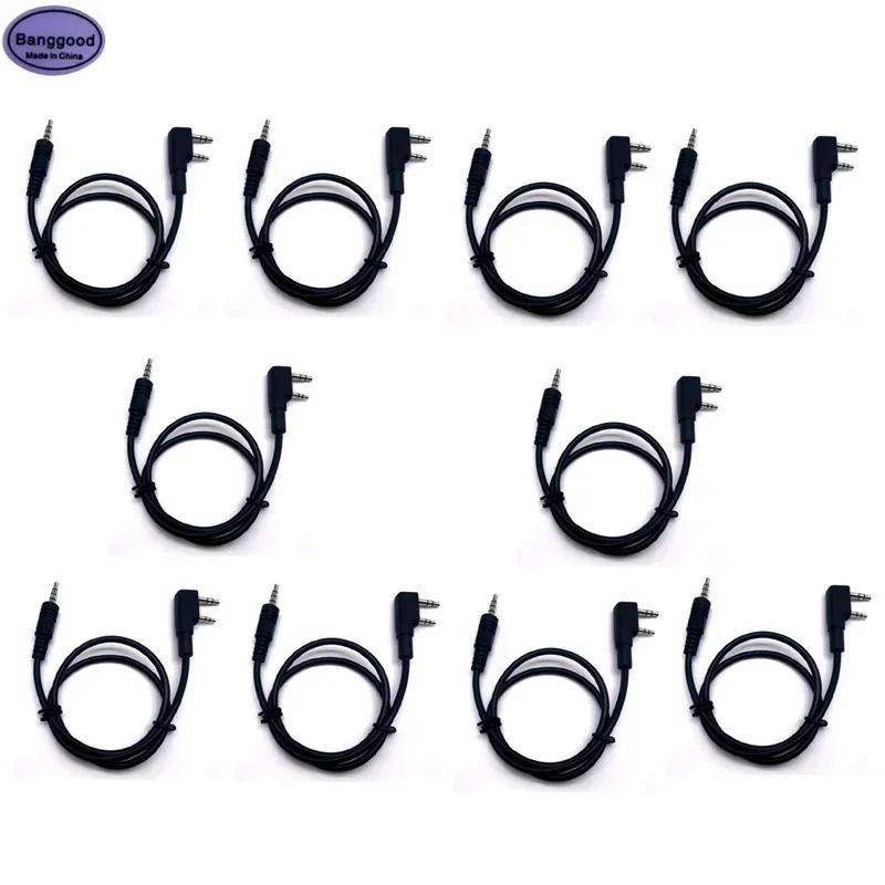 10pcs 2Pin K-Type Headset Connector to 3.5mm Speaker Interface Audio Conversion Cable for Baofeng UV-5R TYT Wouxun Kenwood Radio