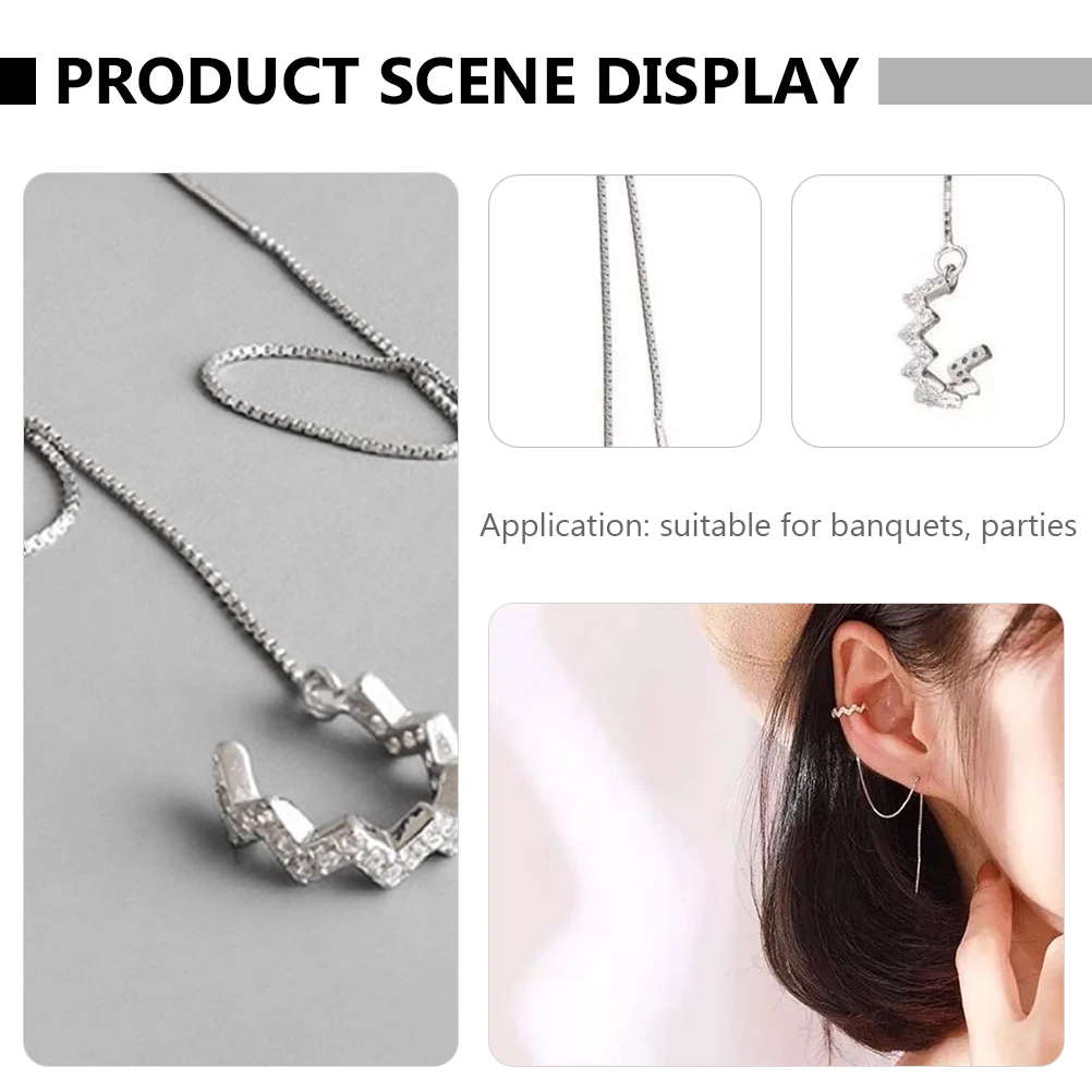 

2 Pcs Sterling Silver Earrings Girls Chain Dangle Wrap Jewelry Gift Clip on