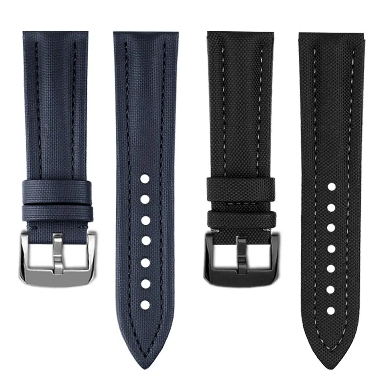 23mm Watchband Special for Blancpain Fifty Fathoms 5000 5015 Strap Butterfly buckle wristband  Canvas Leather Bottom Watch strap