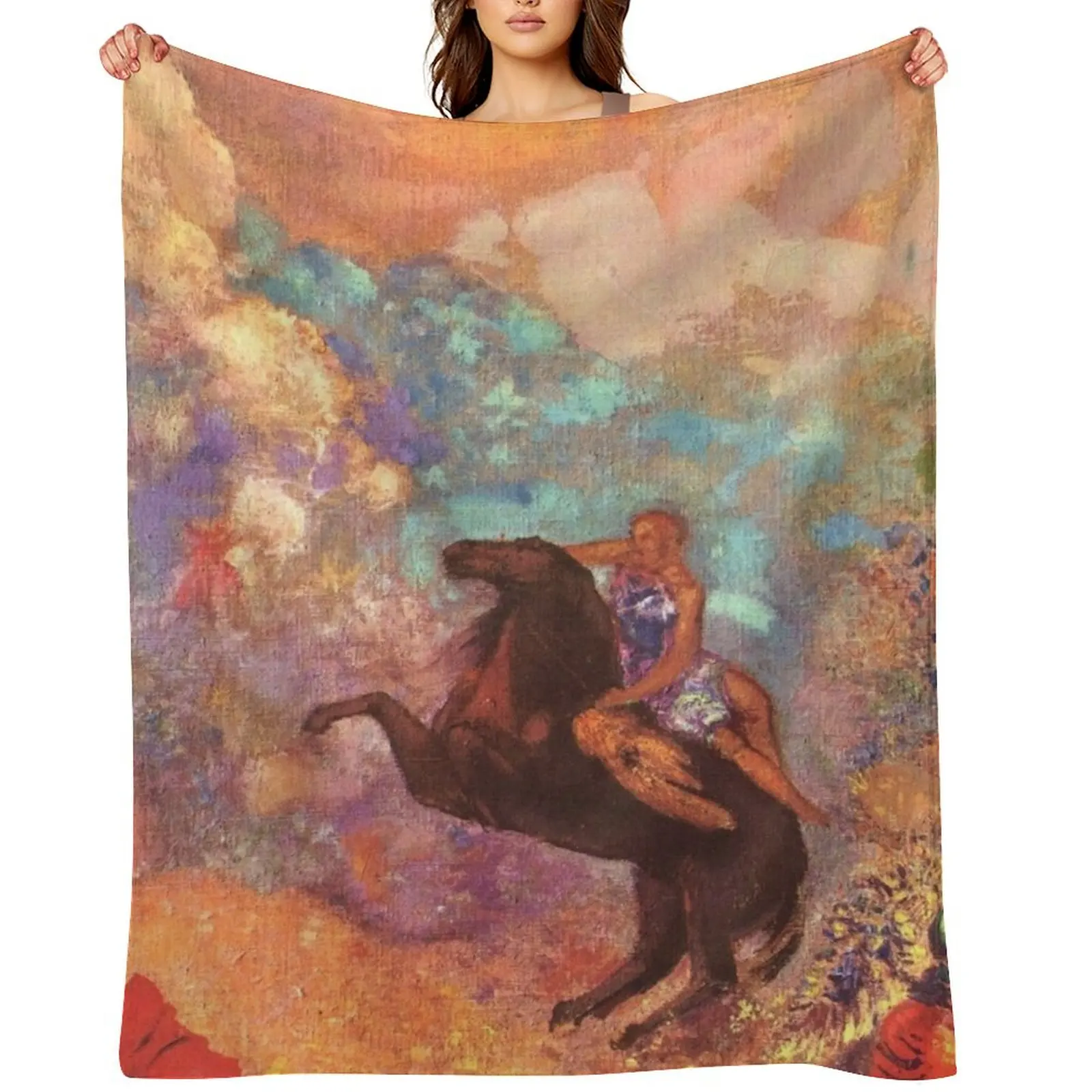 

HD The Muse on Pegasus, by Odilon Redon The Muse on Pegasus (1900) High Definition Throw Blanket Travel Blankets