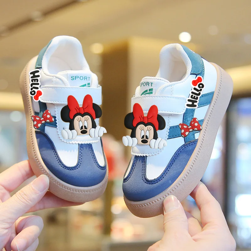 

Mickey Mouse Minnie mouse Kids Sneakers Boys Soft Sole Casual Shoes Girls Cleat Shoes Disney Spring & Autumn first walkers